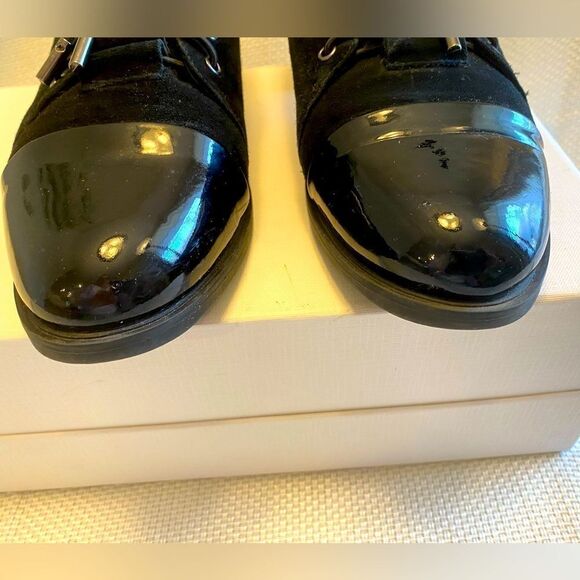 Pierre Cardin Paris women’s cap toe derby patent leather and suede size 39 wow - Picture 5 of 11